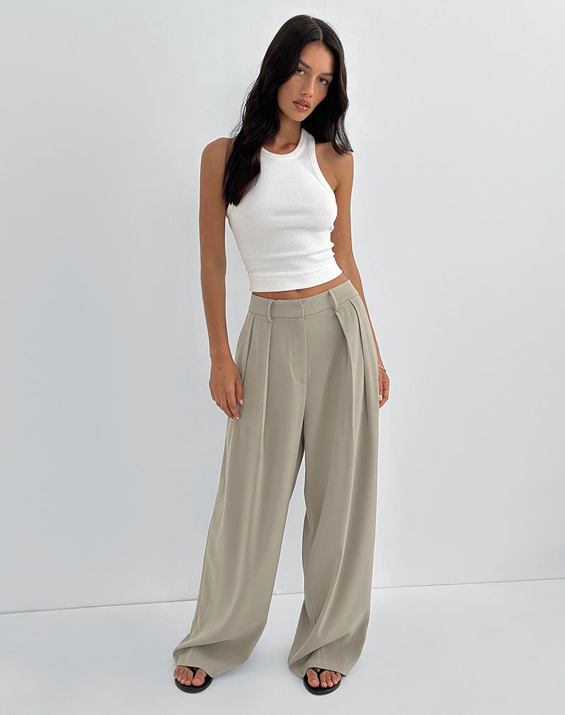 Image de Nala Pantalon à plis larges en taupe Tailoring