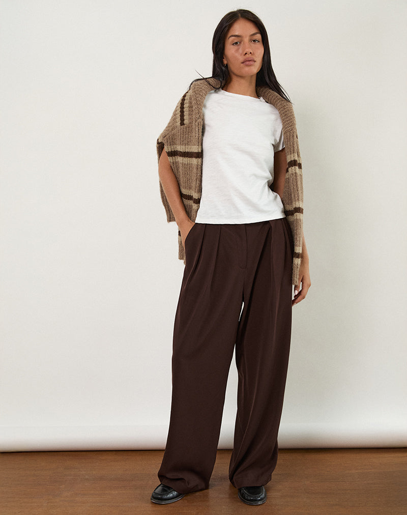 Image du pantalon à plis larges Nala en chocolat amer