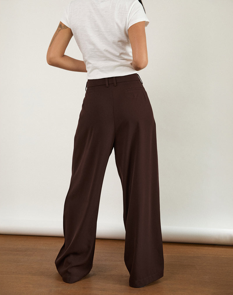 Image du pantalon à plis larges Nala en chocolat amer