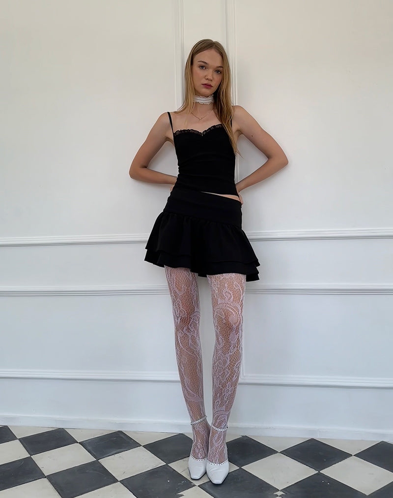 Image de Nalanie Chiffon Frill Cami Top in Black