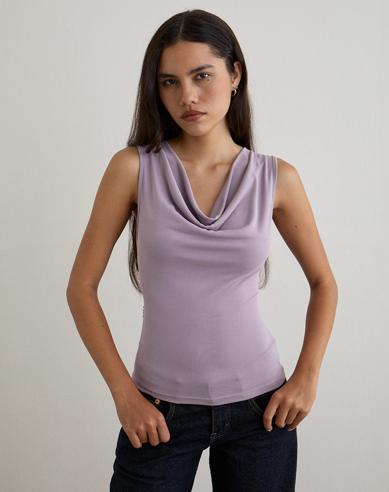 Image de Nali Cowl Knot Top in Cupro Lavender