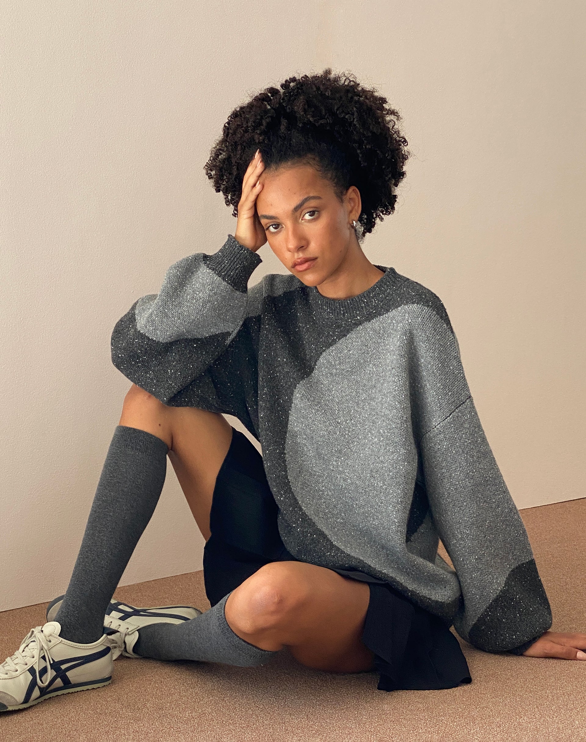 Image de Namari Jumper in Black and Charcoal Mix Knit