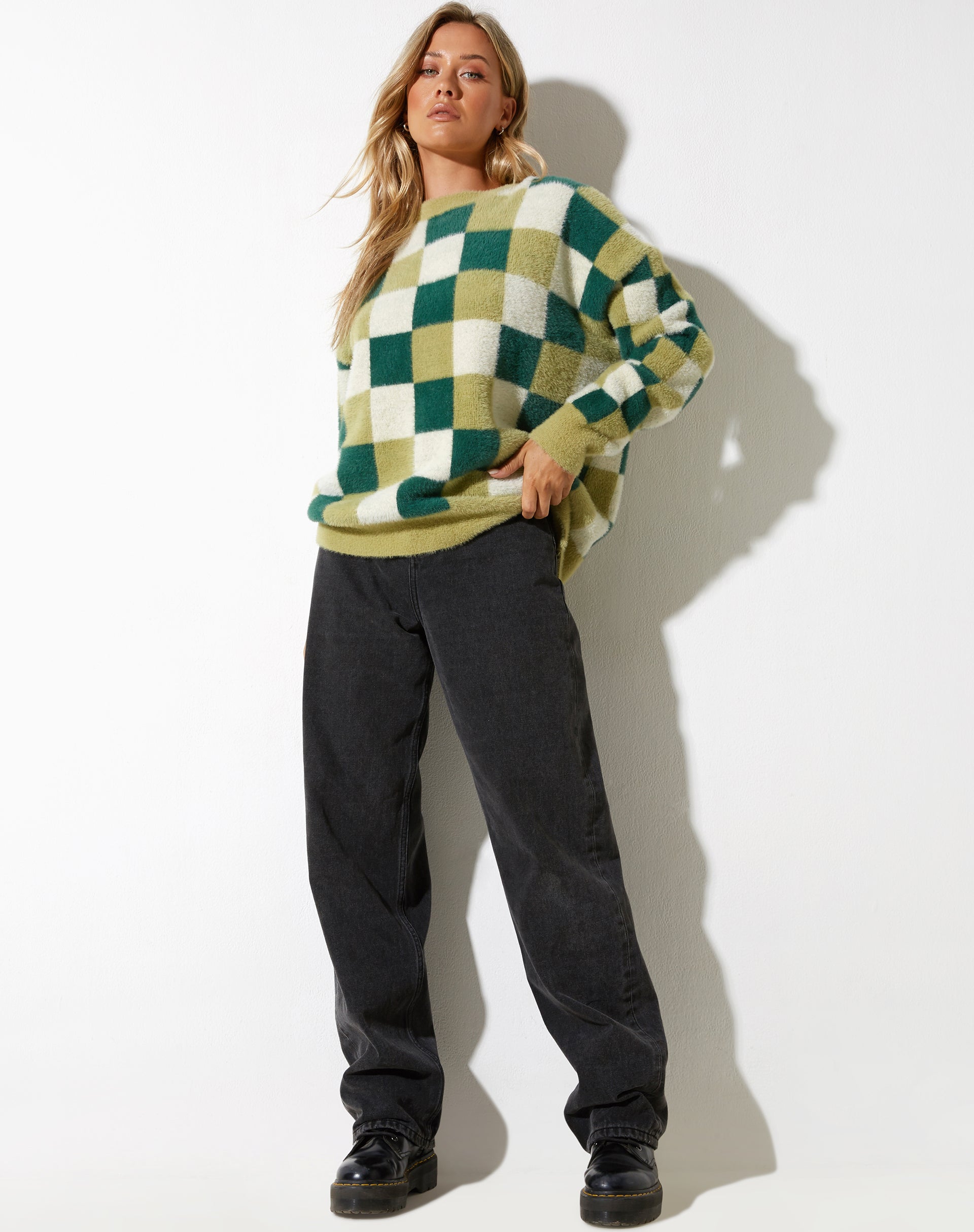 Image de Namari Jumper in Checker Green Cream