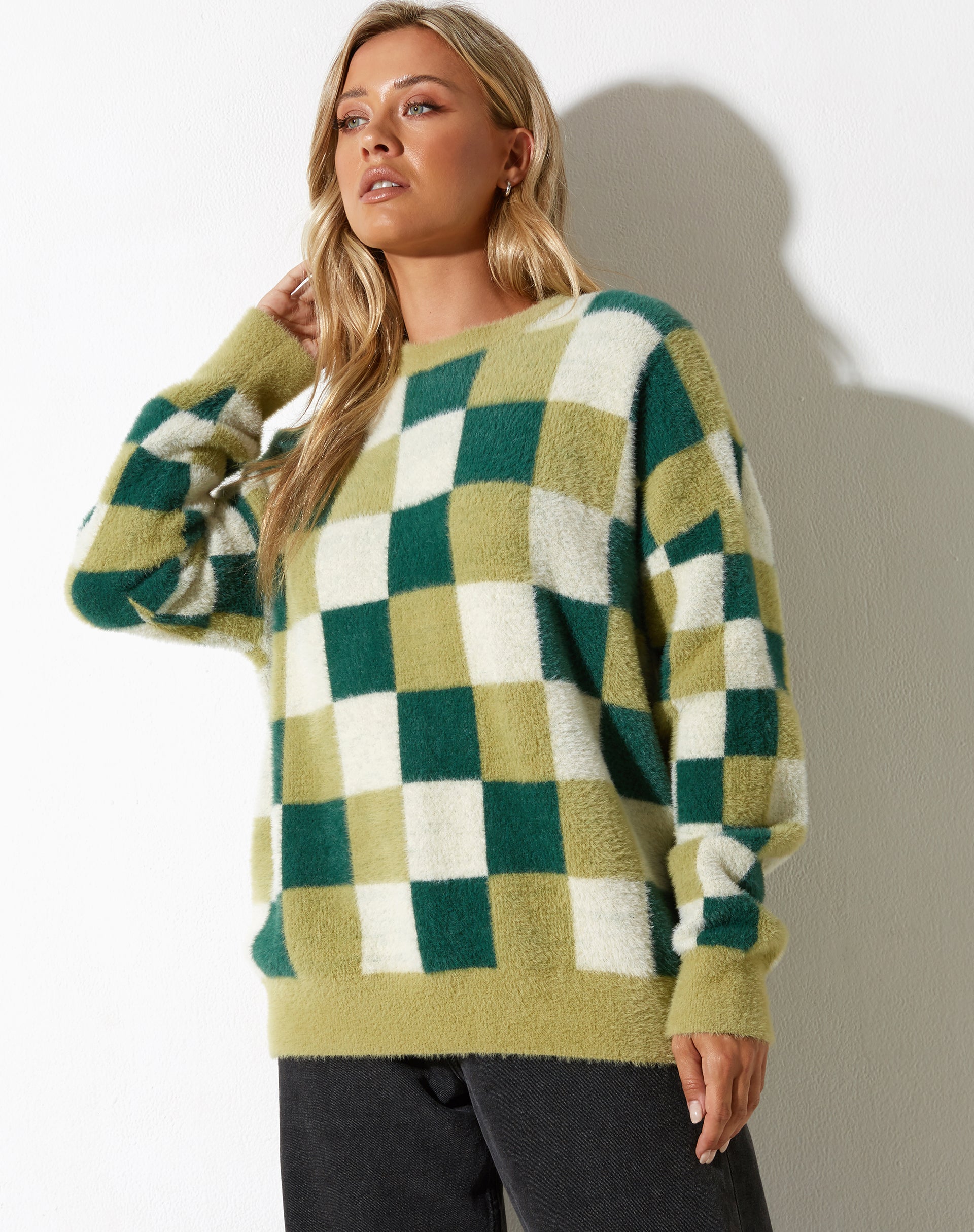 Image de Namari Jumper in Checker Green Cream