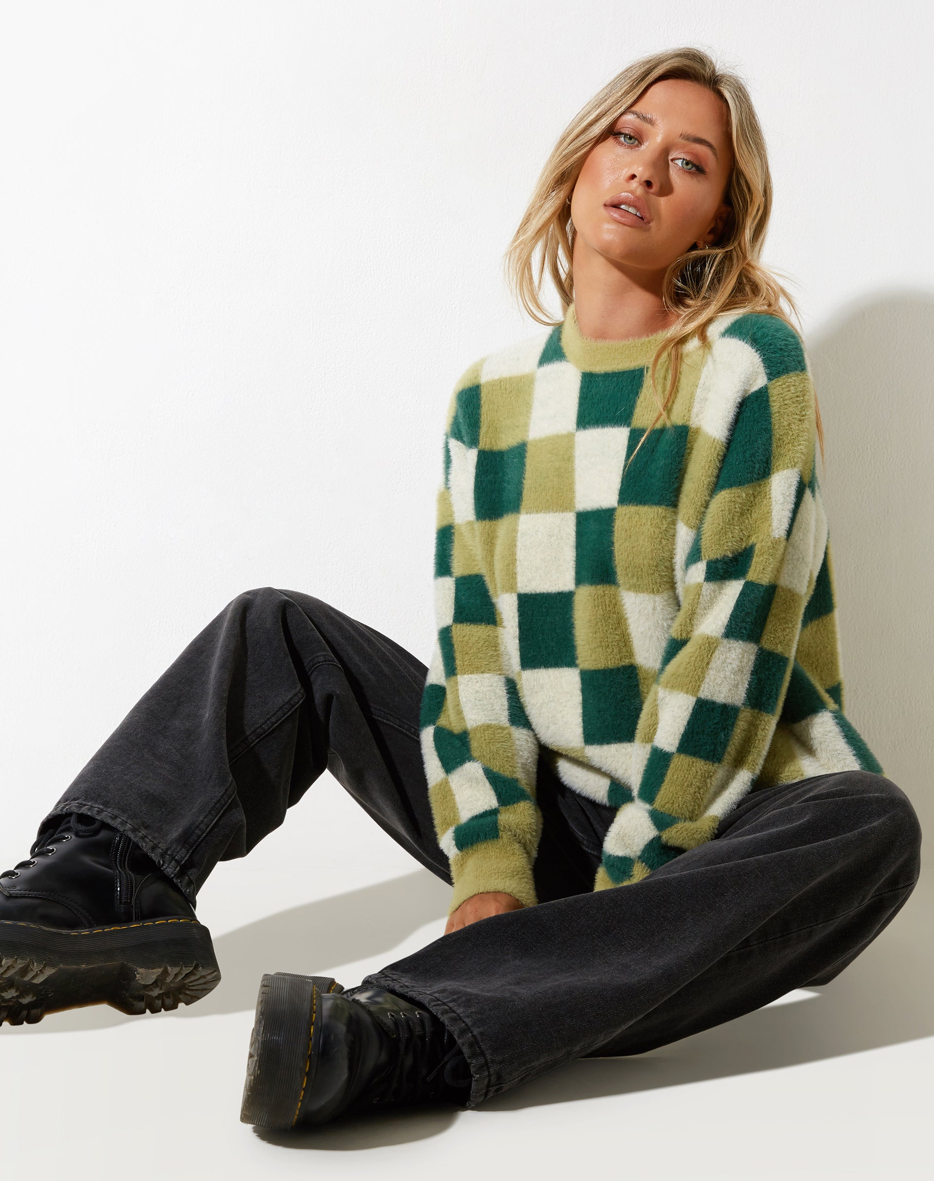 Image de Namari Jumper in Checker Green Cream