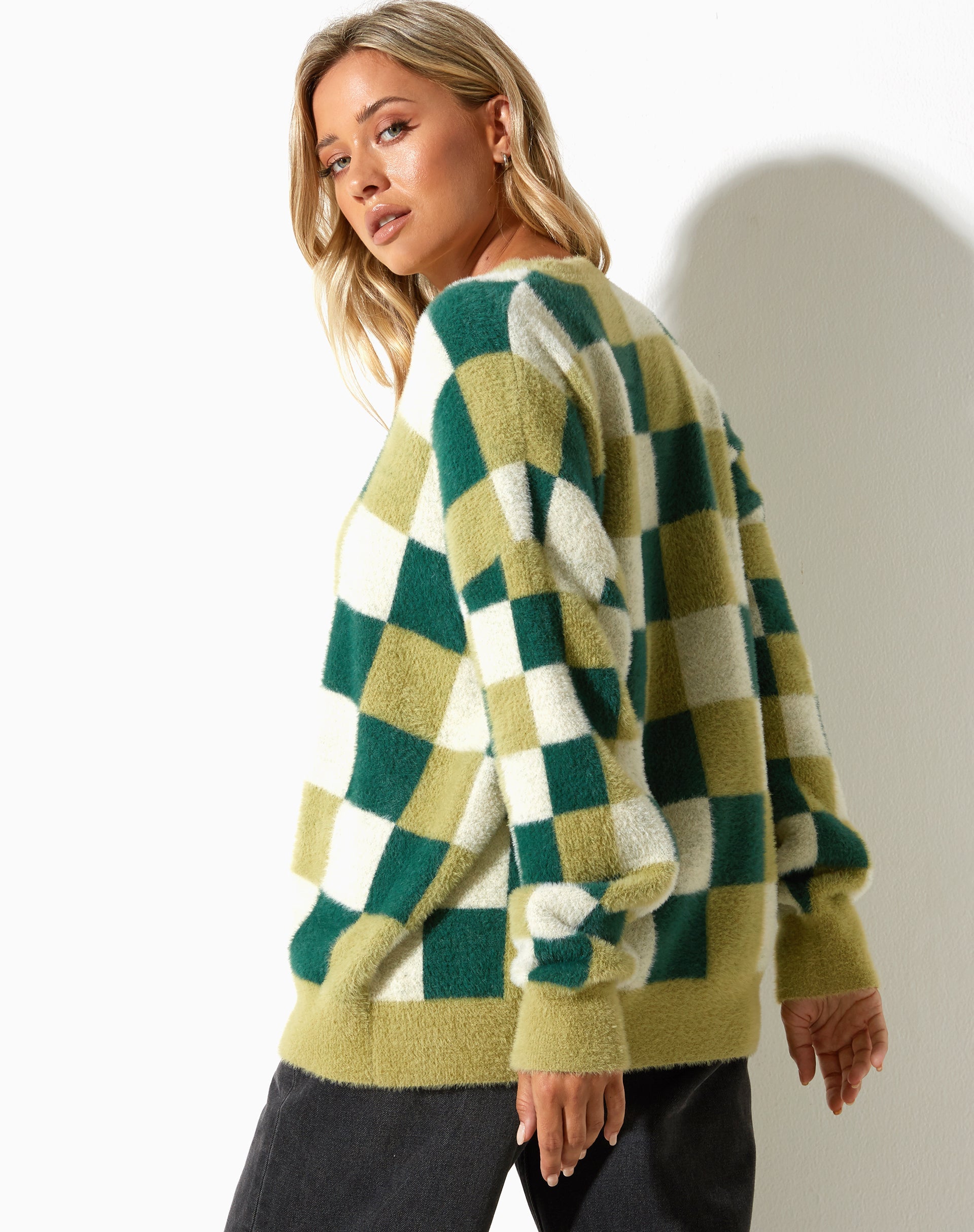 Image de Namari Jumper in Checker Green Cream