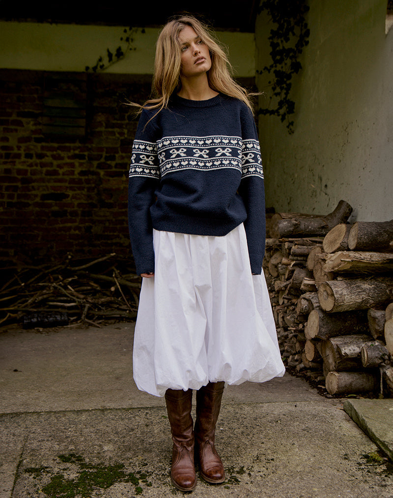 Pull Namirta en maille peacoat avec nœud Fairisle