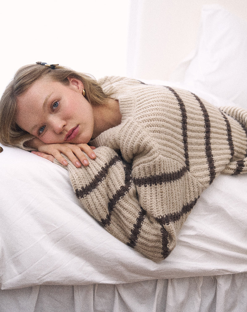 Image de Namirta Jumper in Mono Stripe Oat