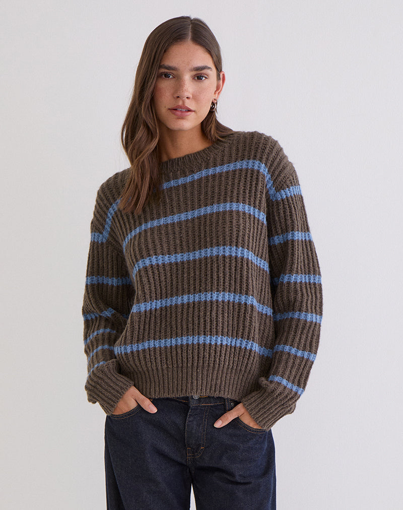 Image du pull Namirta marron à rayures bleues