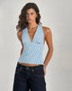 Image de Nandu Top in Poplin Blue Small Vertical Stripe