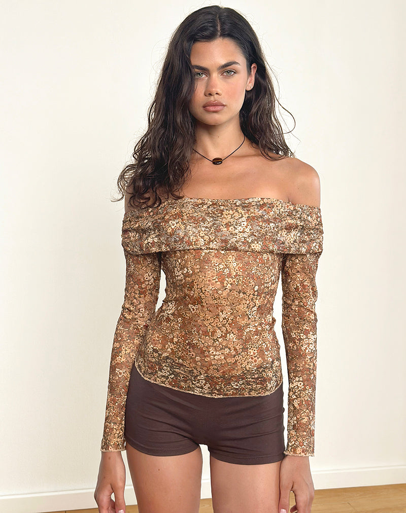 Image de Nanila Top in Cluster Floral Brown
