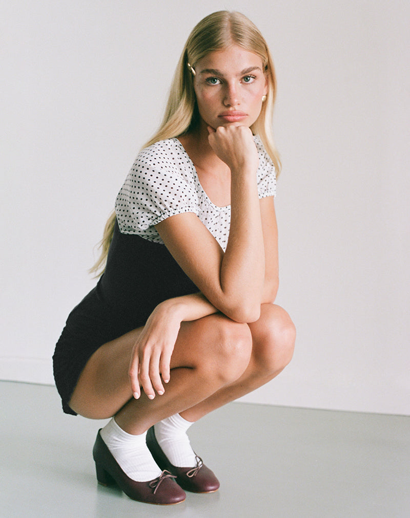 Image de Naria Top in Chiffon White Basic Polka Black