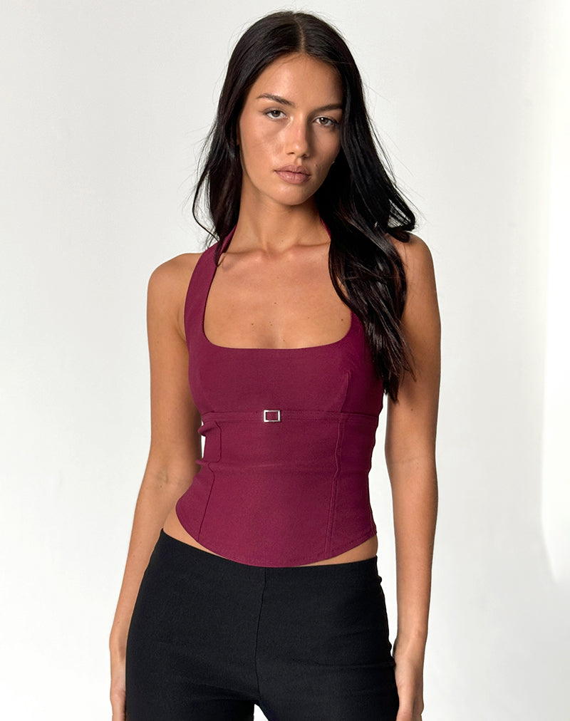 Image de Nasya Halter Top in Tailoring Burgundy