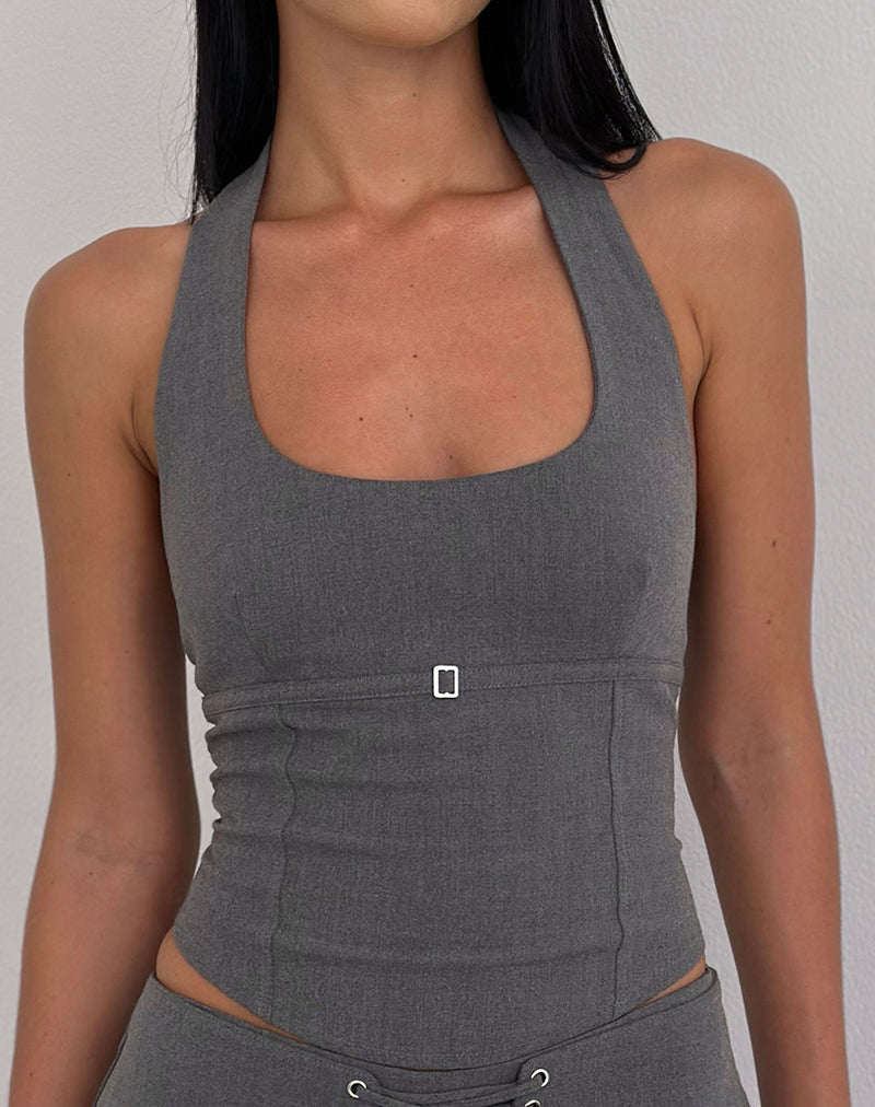 Image de Nasya Halter Top in Tailoring Charcoal