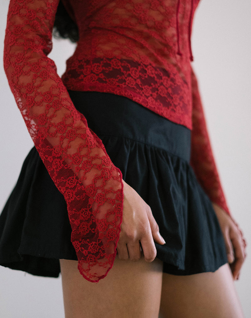 image de Natasha Tie Front Top in Mari Lace Red