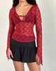 image de Natasha Tie Front Top in Mari Lace Red