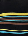 Noir avec rayures marron et bleues