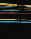 Noir avec rayures marron et bleues