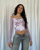 Image de Nauby Long Sleeve Bardot Top in Light Mauve Floral Lace