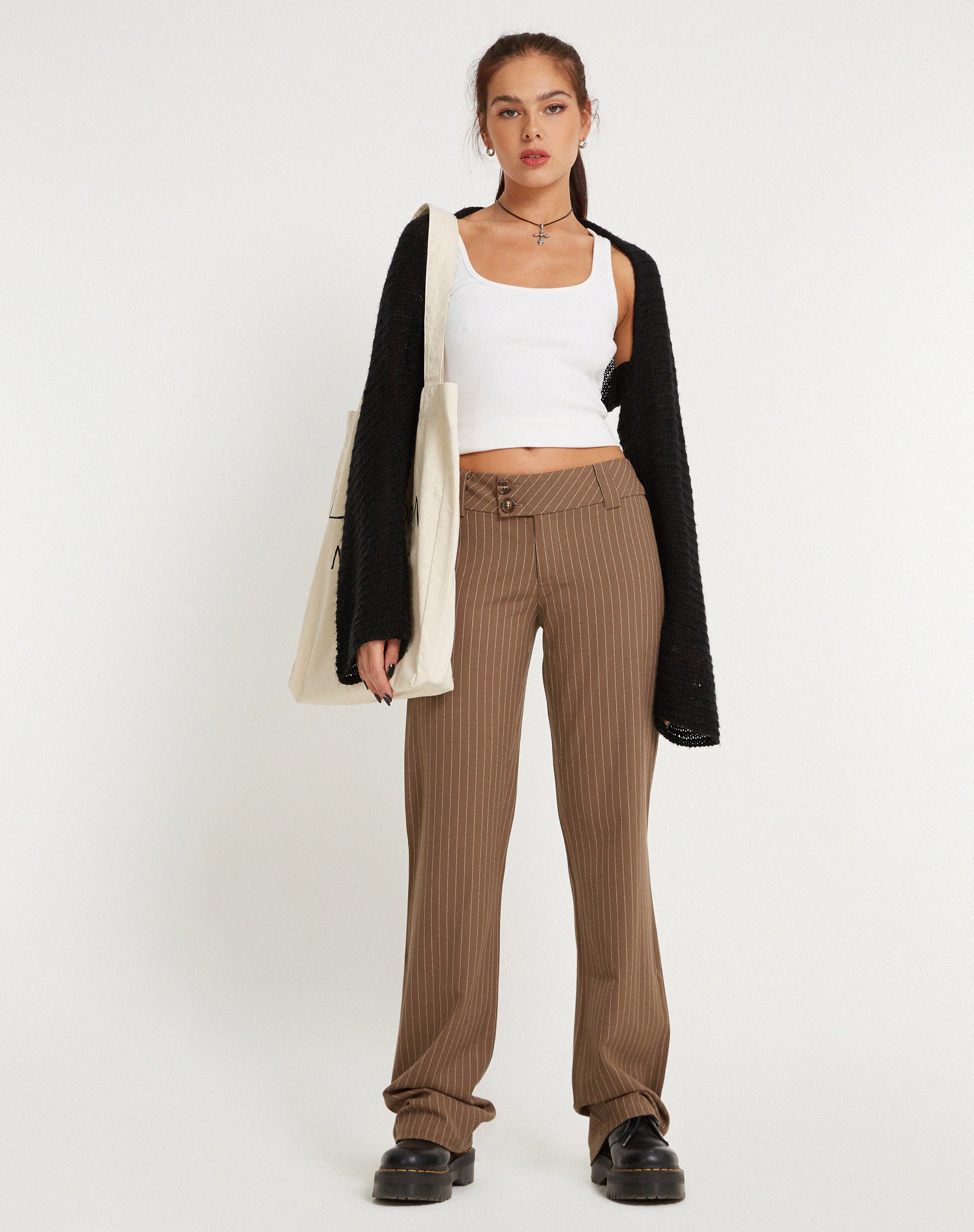 Image de Navida Trouser in Pinstripe Brown