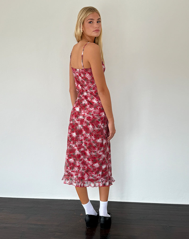 Image de la robe midi Nawari en dentelle imprimée Cherry