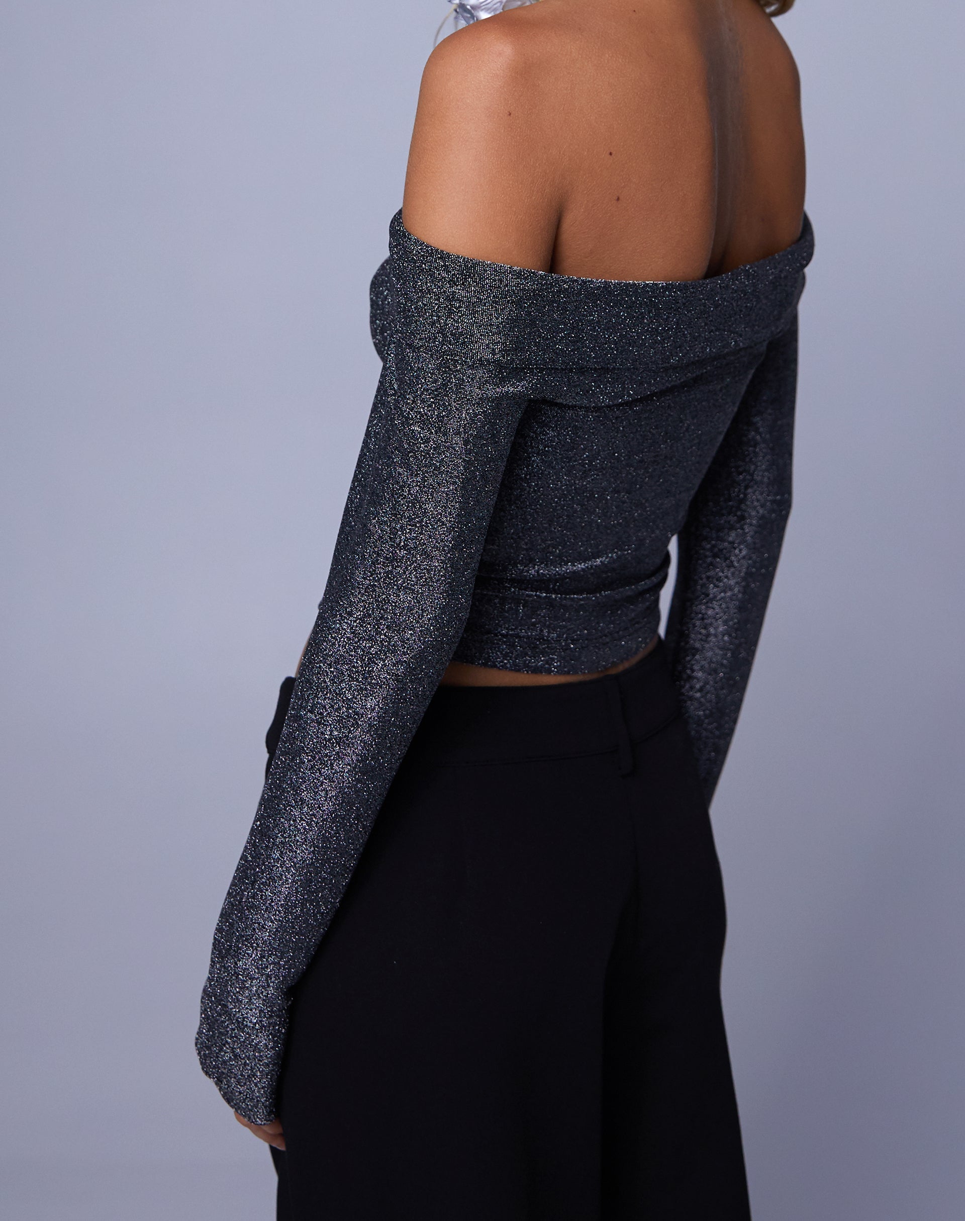 Image de Naysila Bardot Top in Black Shimmer