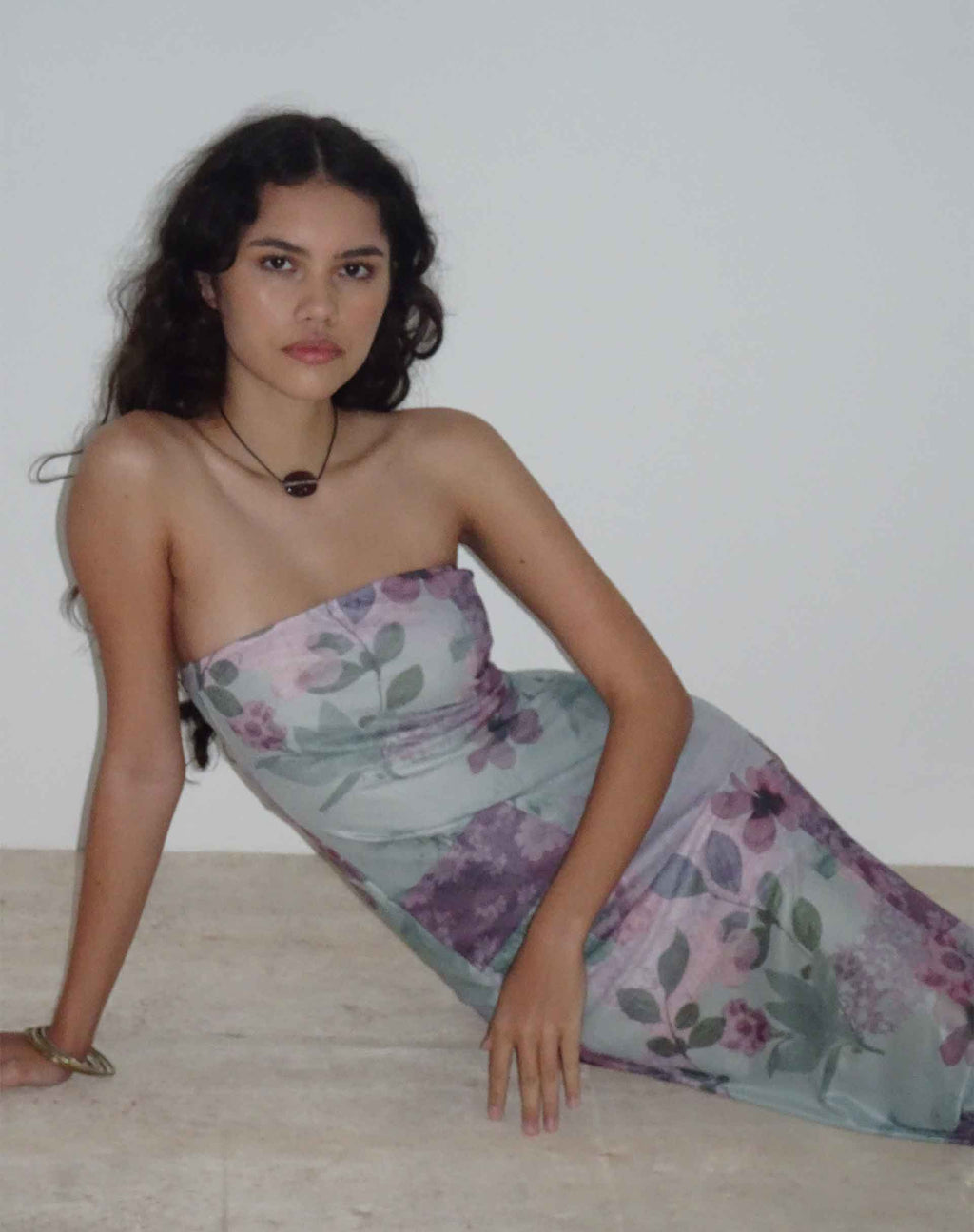 Nehwa - Robe midi en maille bandeau - Scrapbook abstrait