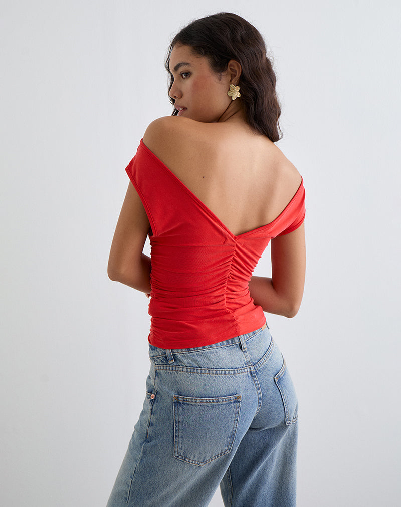 Image de Neida Drape Top in Cupro Red