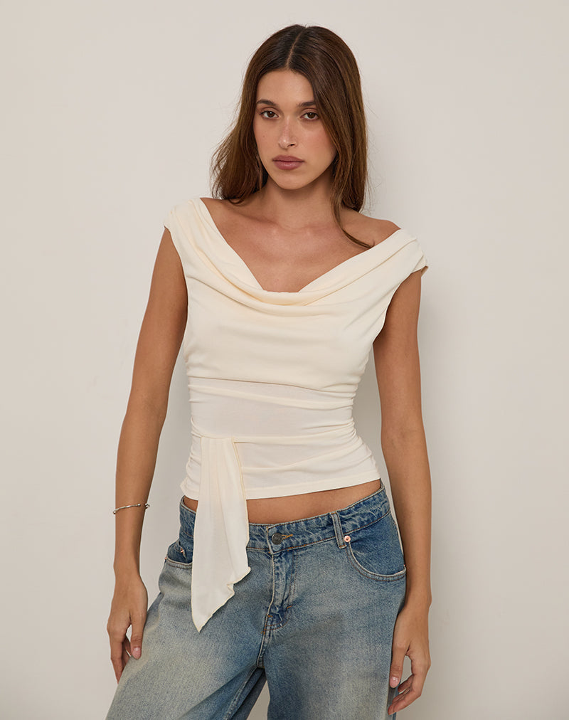 Image de Neida Drape Top in Cupro Cream