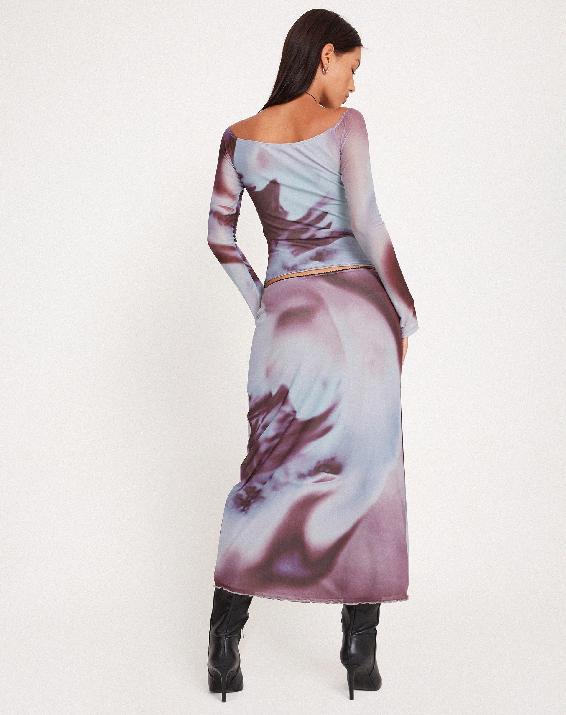 Image de Lassie Low Rise Mesh Midi Skirt in Grey Anatomy of Nature