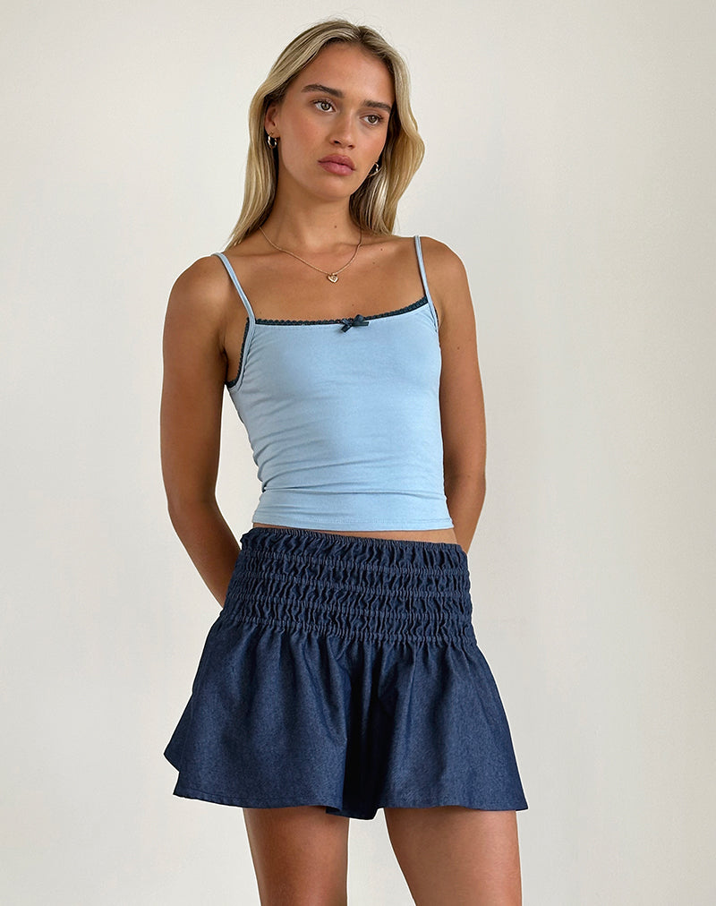 Image de la mini-jupe Nelesi en Denim Chambray Indigo
