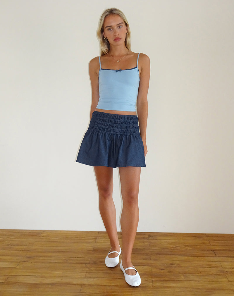 Image de la mini-jupe Nelesi en Denim Chambray Indigo