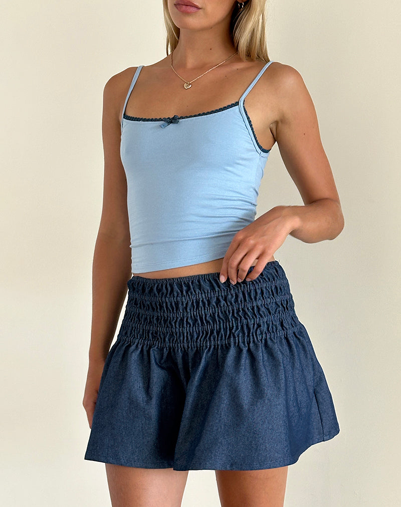 Image de la mini-jupe Nelesi en Denim Chambray Indigo