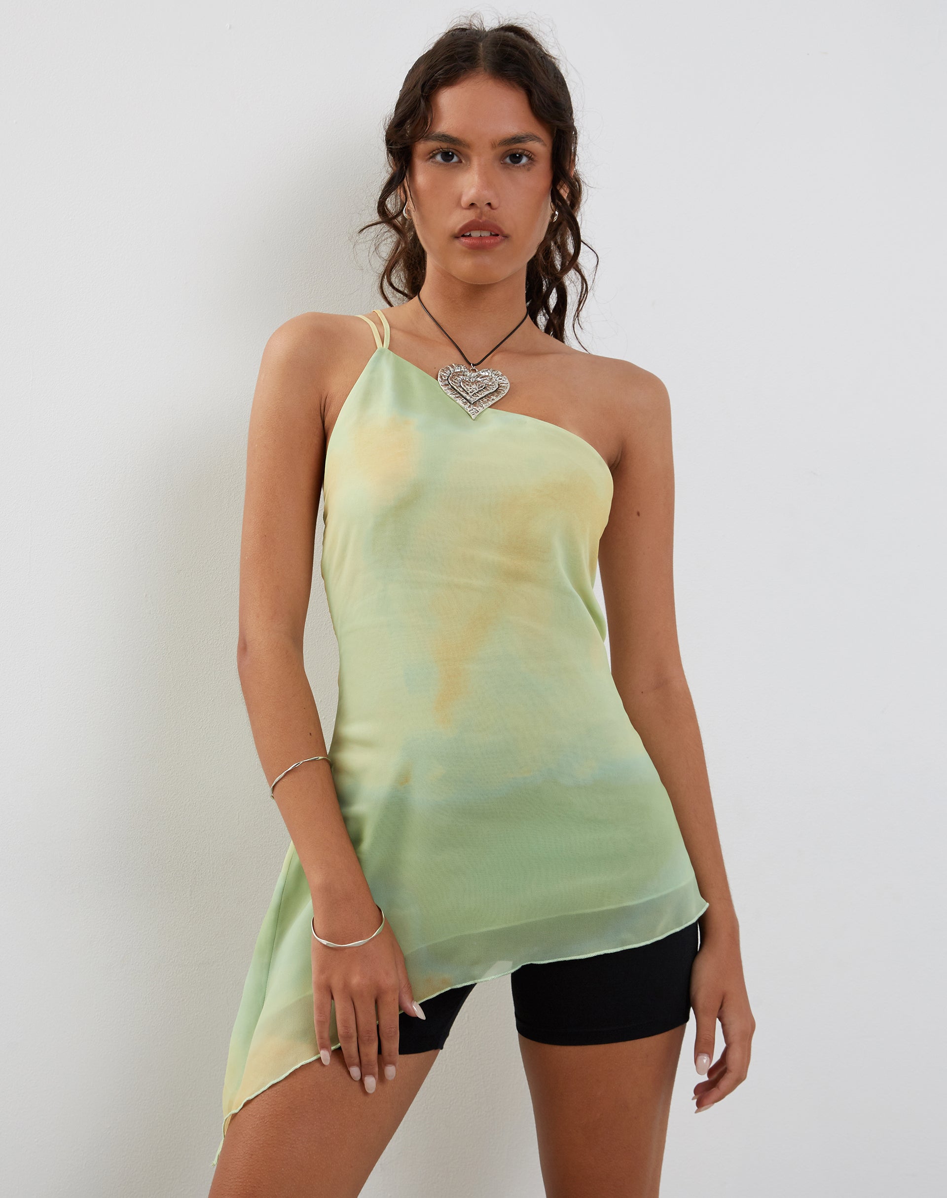 Image de Nesrin One Shoulder Longline Top in Yellow Watercolour