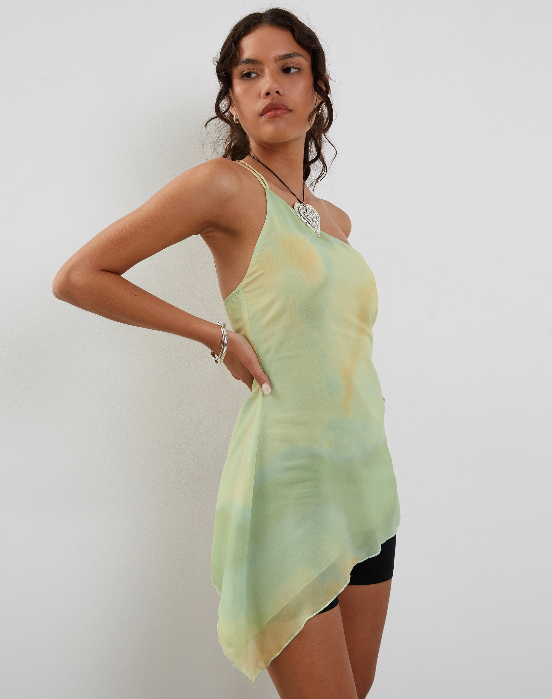 Image de Nesrin One Shoulder Longline Top in Yellow Watercolour