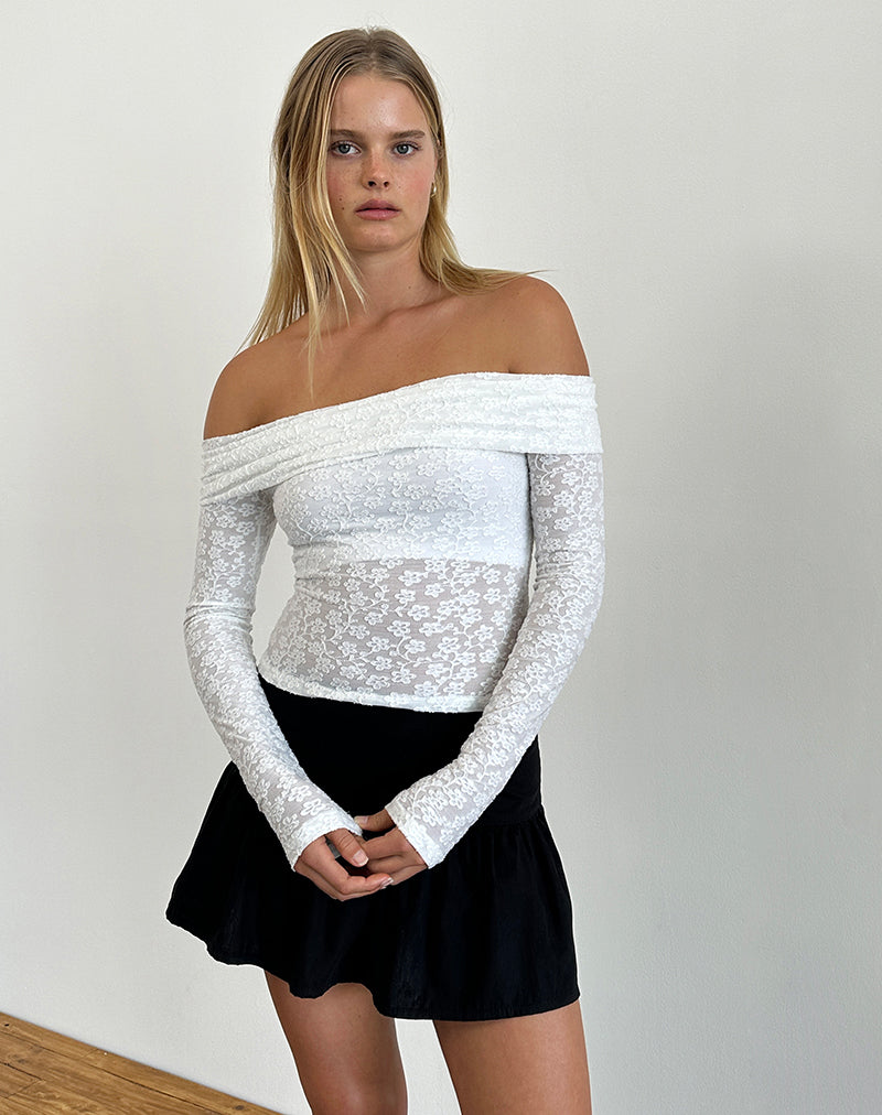 Image de Nesta Bardot Top in Burnout Mesh Ivory