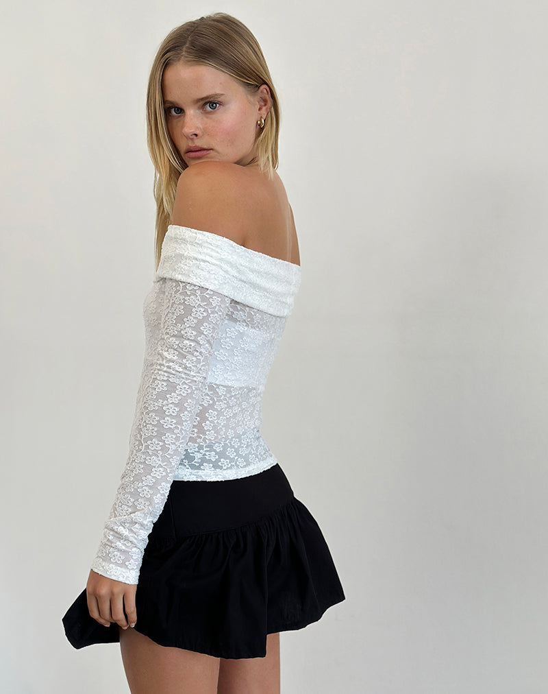 Image de Nesta Bardot Top in Burnout Mesh Ivory