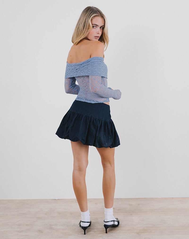 Image de Nesta Bardot Top in Unlined Lace Blue