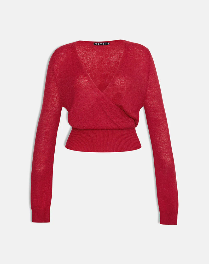 Image de Nilza Wrap Top in Knit Red