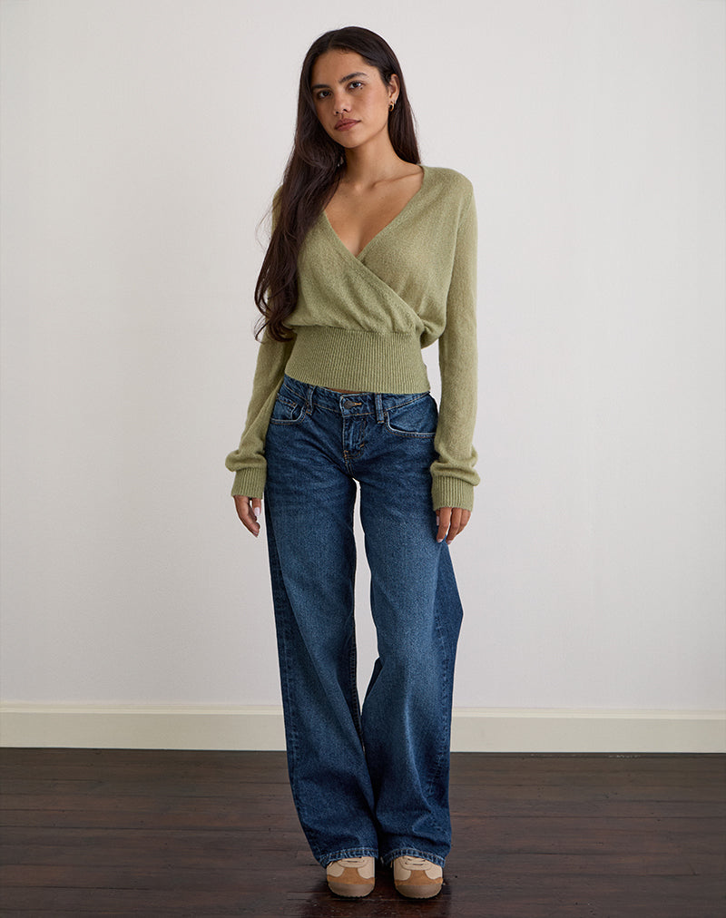 Image de Nilza Wrap Top in Knit Sage Green