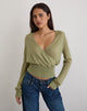 Image de Nilza Wrap Top in Knit Sage Green