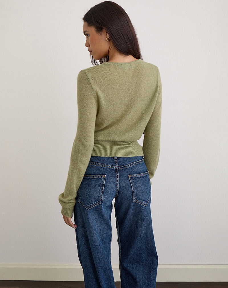 Image de Nilza Wrap Top in Knit Sage Green