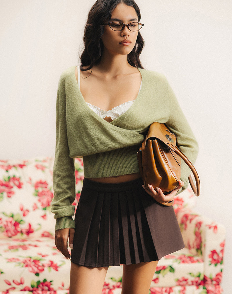 Image de Nilza Wrap Top in Knit Sage Green