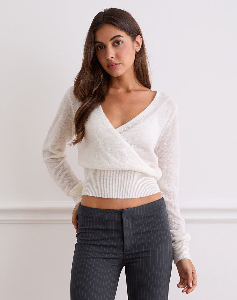 Image de Nilza Wrap Top in Knit Off White