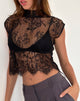 Image de Nioly Unlined Top in Black Eyelash Lace