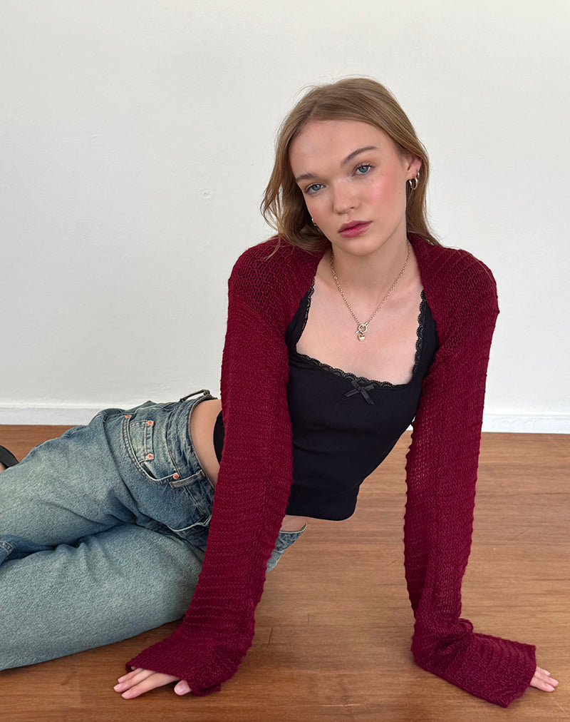 Top havane en tricot Nobila, bourgogne