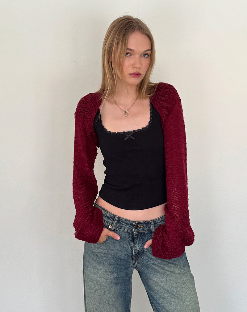 Image de Nobila - Top à bretelles en tricot - Bourgogne