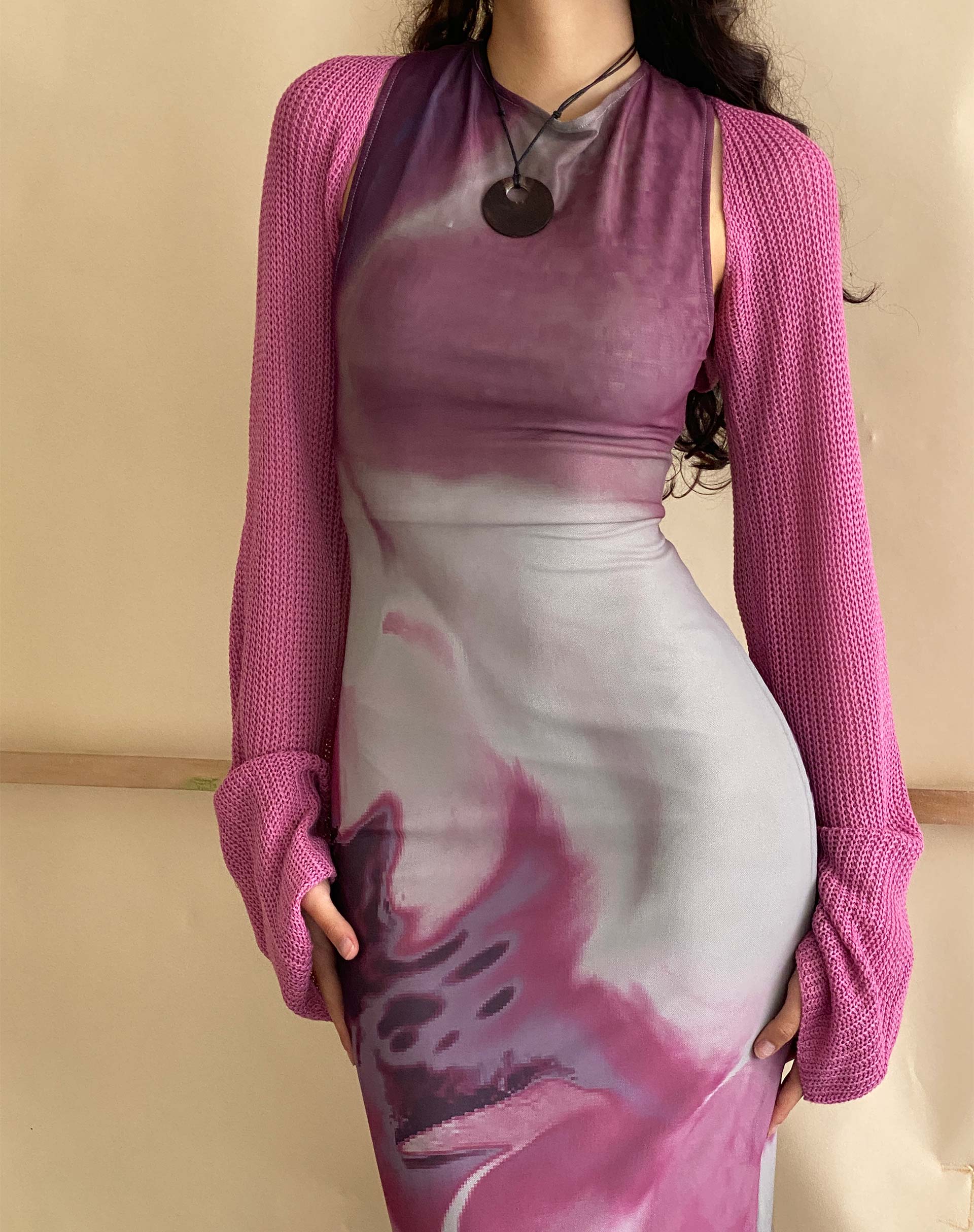 Image de la robe longue imprimée Fayola en rose Anatomie de la nature