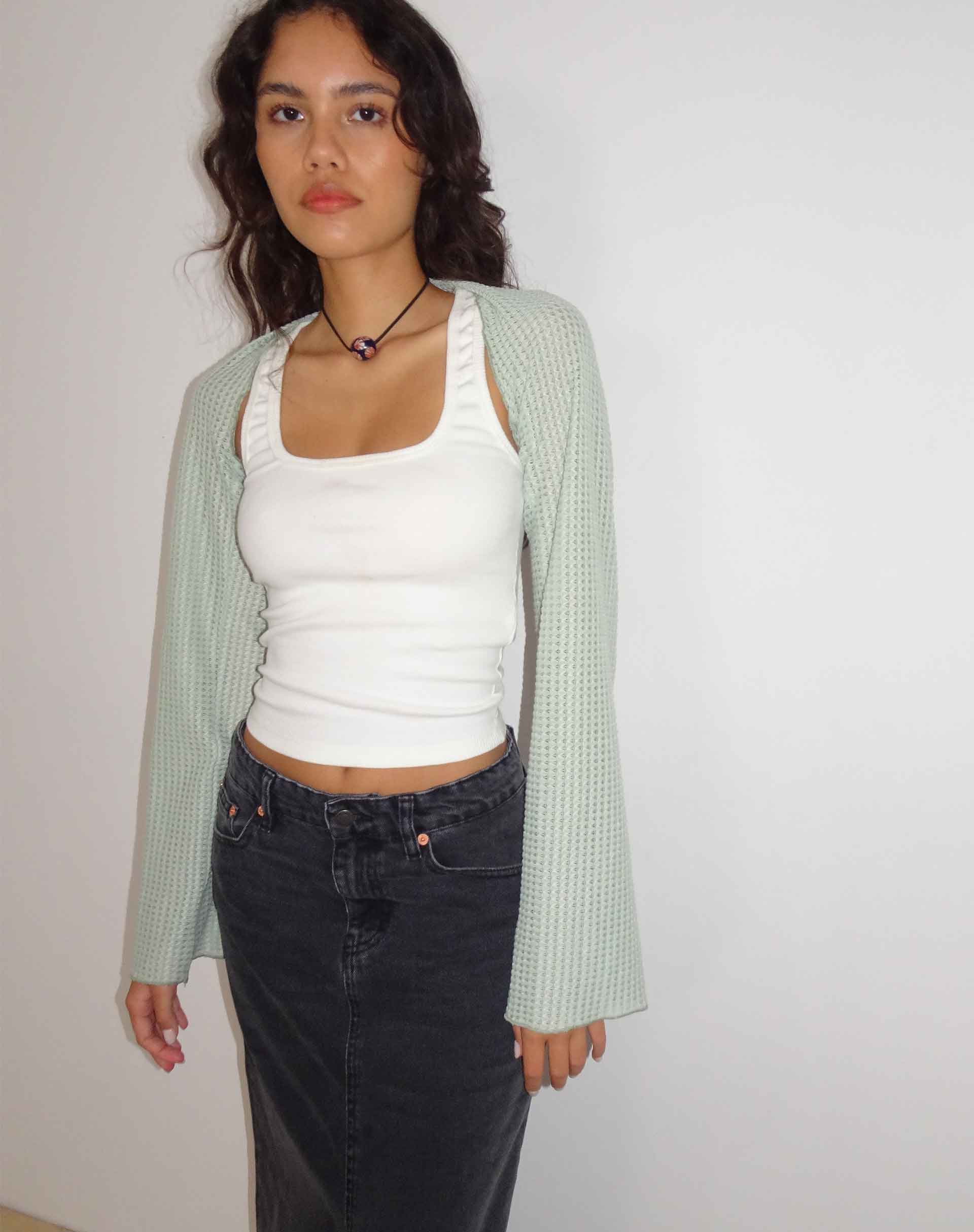 Image de Nobila Shrug Top in Sage Textured Crochet