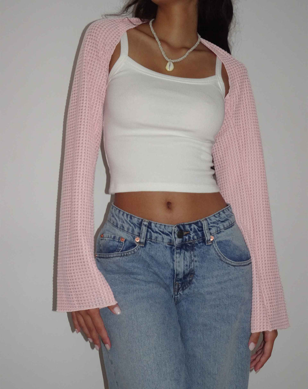Nobila Shrug Top in Salmon Textured Crochet